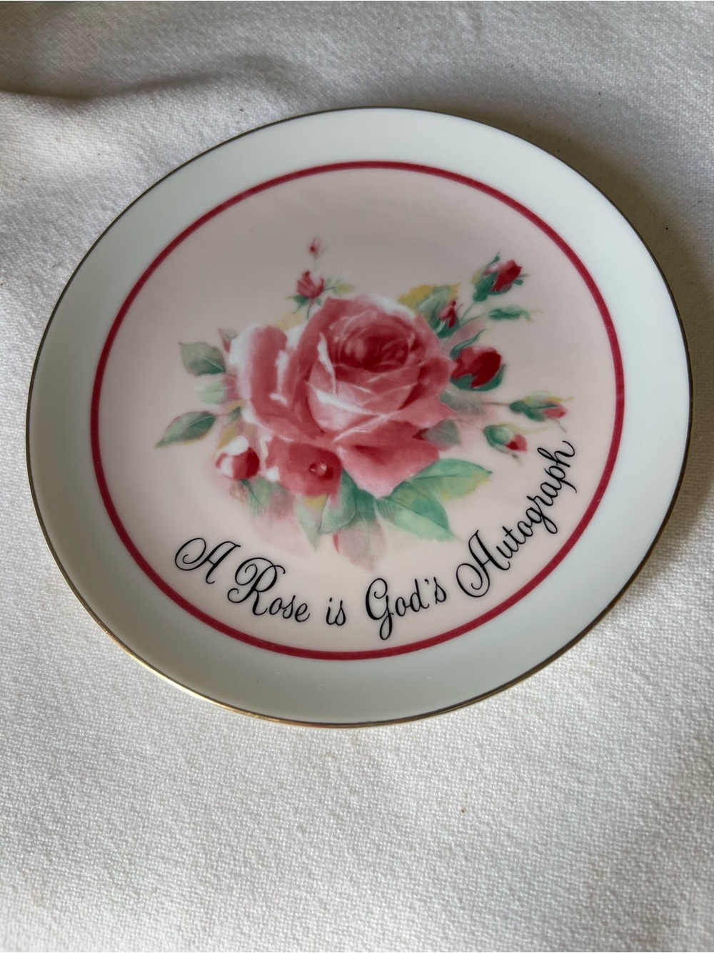 Pink Rose Collector Plate - 'A Rose is God's Autograph'